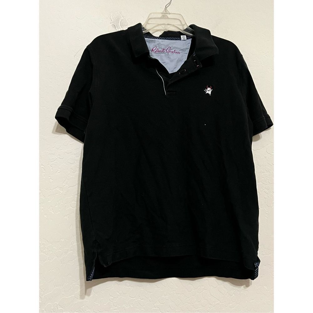 Robert Graham Men's Short Sleeve Polo Shirt Size Medium (tag XL) Devil Logo
